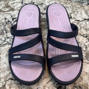 Crocs Patricia Sandals Women’s Size 10 Blue Purple Wedge Slip On Comfort Casual